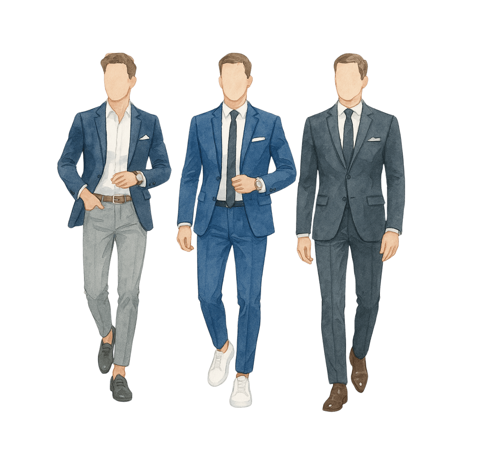 Examplos em aquarela do dress code