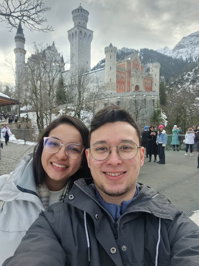 Uma foto de nós no castelo do pedido de casamento